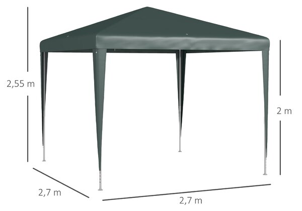Outsunny Altán 2.7x2.7m Obdélníkový Voděodolný Stabilní Zimní Altán Party Stan Zahradní Altán Marquee pro Kempování Zahrada, Tmavě zelená | Aosom