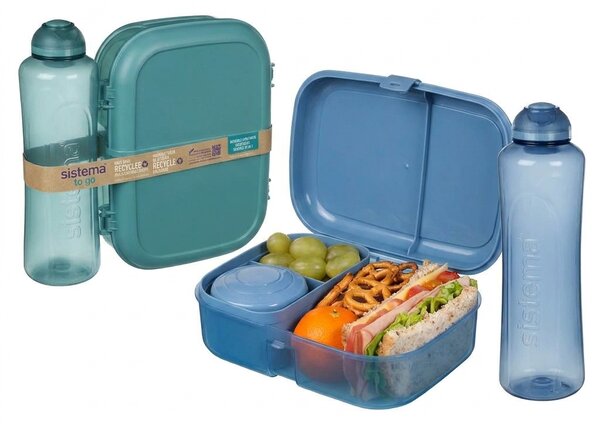 Set svačinového boxu s lahví - Svačinový box Ribbon 1,1 l a láhev Swift 480 ml, mix barev - SISTEMA Barva krabiček SISTEMA: Zelená