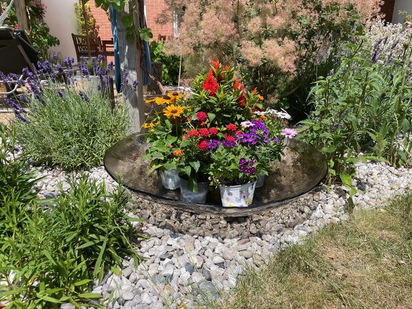 COMO skleněná kulatá zahradní mísa na květiny d80 cm Šedá