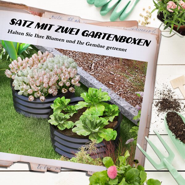 Outsunny Sada vyvýšených záhonů z oceli, 2 kusy, Nádoba na rostliny do skleníku, Skládací květináč pro zahradní balkon, Zeleninový záhon Ø60x30cm, Kvě