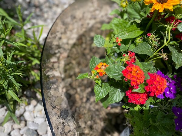 COMO skleněná kulatá zahradní mísa na květiny d80 cm Šedá
