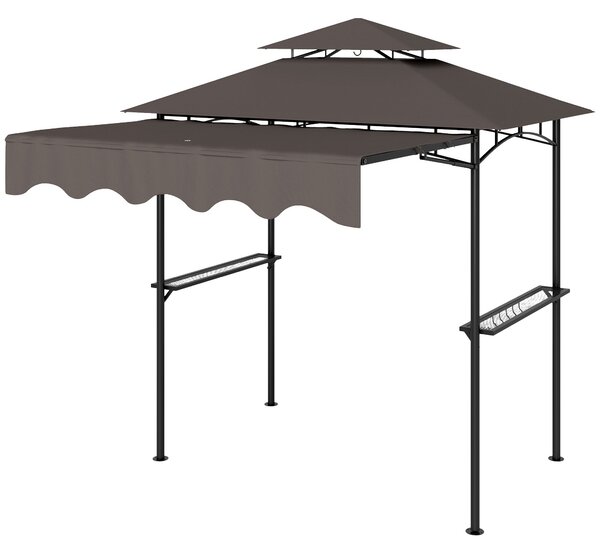 Outsunny Grilovací Altán 242x149x248 cm voděodolný, nehořlavý s dvouvrstvou střechou a bočními regály, UV 30+ zahradní pavilon, BBQ altán | Aosom