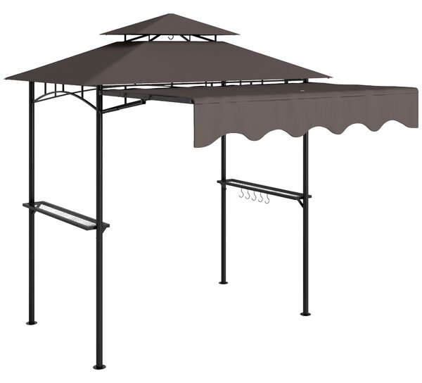 Outsunny Grilovací Altán 242x149x248 cm voděodolný, nehořlavý s dvouvrstvou střechou a bočními regály, UV 30+ zahradní pavilon, BBQ altán | Aosom