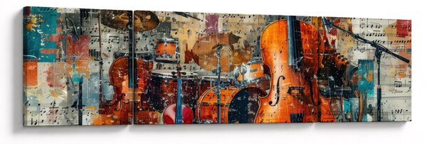 Obraz - Hudební nástroje (170x50 cm)