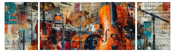 Obraz - Hudební nástroje (170x50 cm)