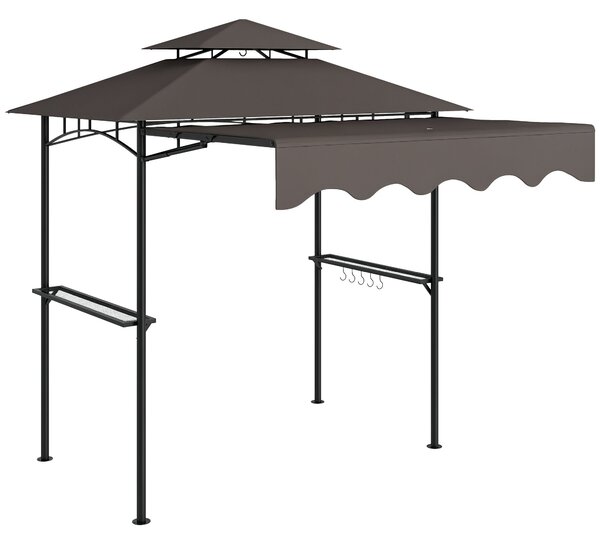 Outsunny Grilovací Altán 242x149x248 cm voděodolný, nehořlavý s dvouvrstvou střechou a bočními regály, UV 30+ zahradní pavilon, BBQ altán | Aosom