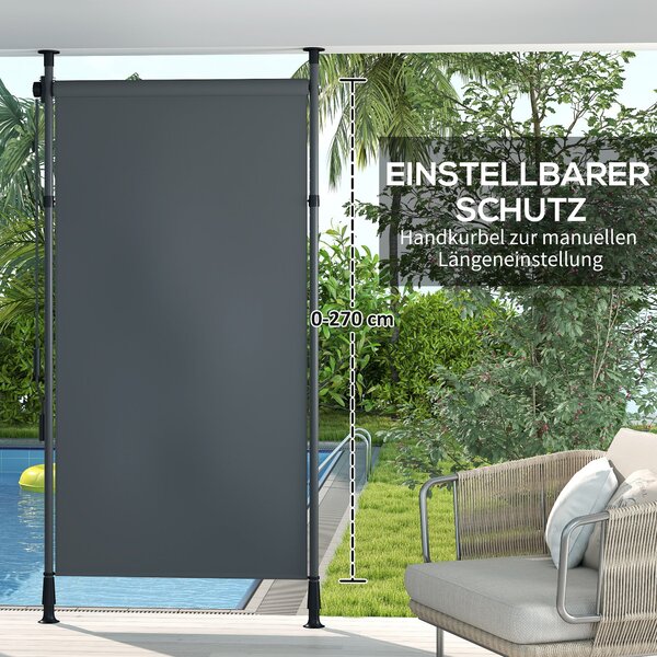 Vertikální markýza Outsunny 150 x 220-310 cm - Sklopná markýza s klikou pro ochranu před sluncem a větrem - Externí roleta pro balkon, terasu a zahrad