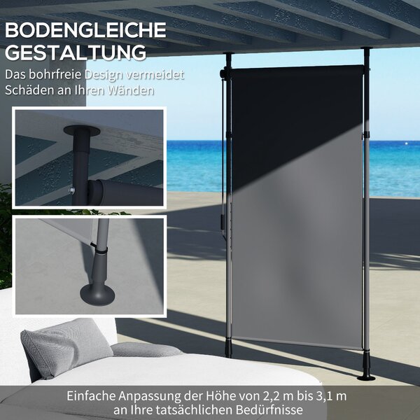 Vertikální markýza Outsunny 150 x 220-310 cm - Sklopná markýza s klikou pro ochranu před sluncem a větrem - Externí roleta pro balkon, terasu a zahrad