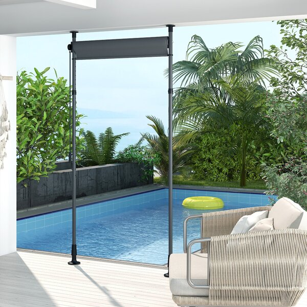 Vertikální markýza Outsunny 150 x 220-310 cm - Sklopná markýza s klikou pro ochranu před sluncem a větrem - Externí roleta pro balkon, terasu a zahrad