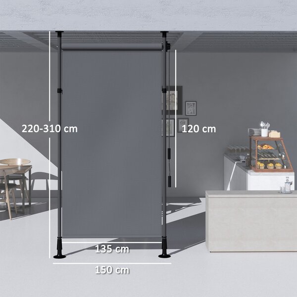 Vertikální markýza Outsunny 150 x 220-310 cm - Sklopná markýza s klikou pro ochranu před sluncem a větrem - Externí roleta pro balkon, terasu a zahrad