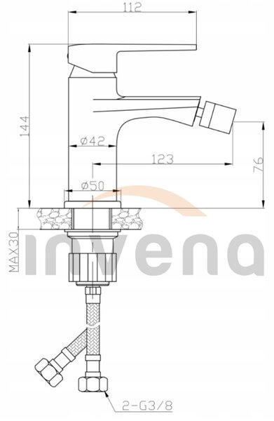Invena Fira, stojánková bidetová baterie, černá matná, INV-BB-71-004-V