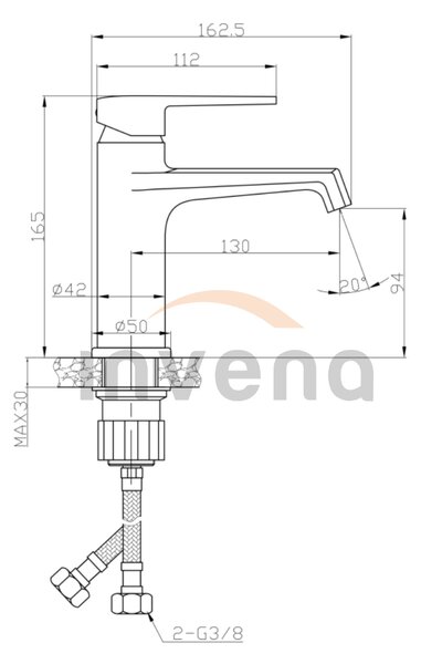 Invena Fira, stojánková umyvadlová baterie, černá matná, INV-BU-71-004-V