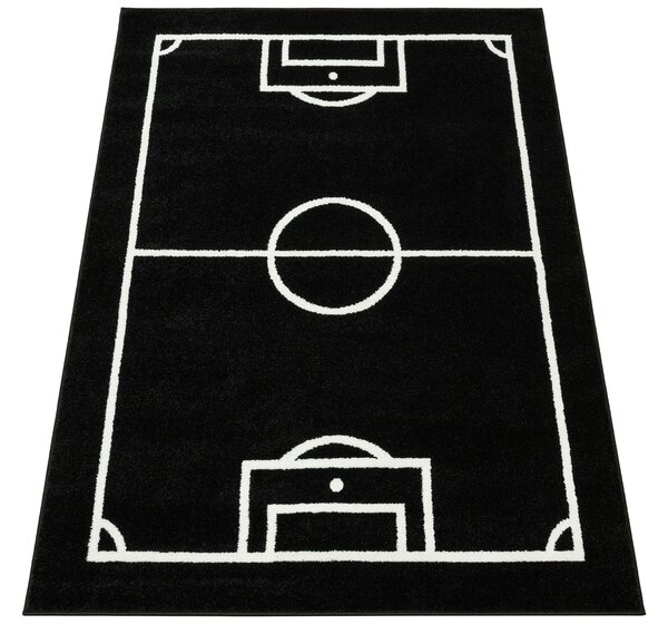 Makro Abra Dětský kusový koberec Lima 6333B Fotbalové hřiště černý bílý Rozměr: 120x170 cm
