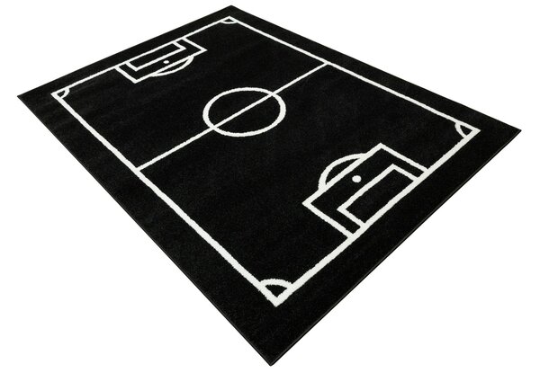 Makro Abra Dětský kusový koberec Lima 6333B Fotbalové hřiště černý bílý Rozměr: 120x170 cm