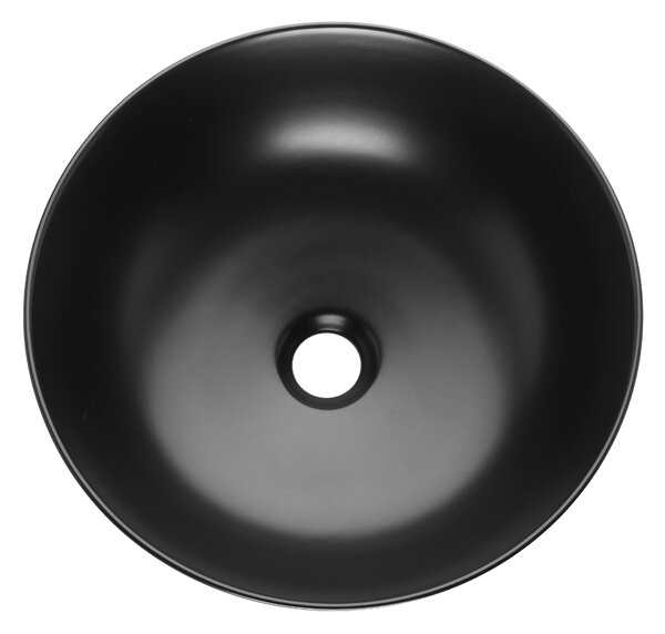 Invena Tinos, keramické umyvadlo na desku 39,5x39,5x13,5 cm, černá matná, INV-CE-43-005-C