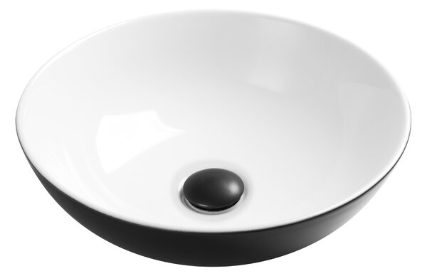 Invena Tinos, keramické umyvadlo na desku 39,5x39,5x13,5 cm, černá-bílá, INV-CE-43-041-C
