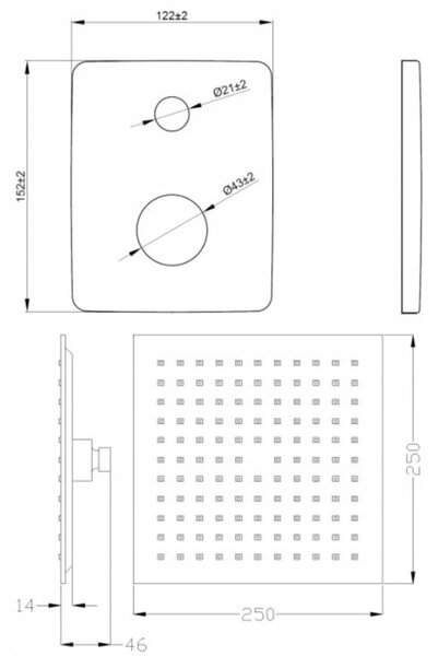 Invena Trend, podomítková sprchová sada s ruční a hlavovou dešťovou sprchou 25x25cm, INV-BS-02-0K4-V