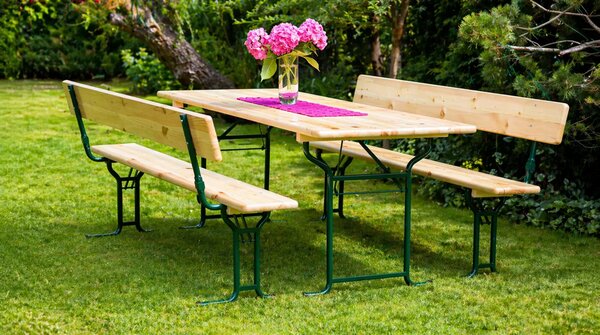 Pivní set LUX 220x70 cm - masiv smrk - stůl + lavice s opěrkou