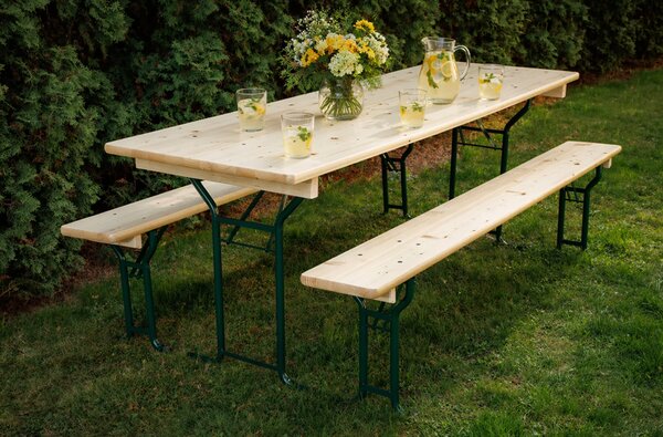 Pivní set LUX 220x70cm – masiv smrk - stůl + lavice