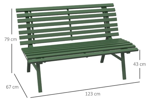 Outsunny 2-místná zahradní lavička z hliníku, povětrnostně odolná lavička, UV-odolný zahradní nábytek s latkovým designem, parková lavička s nosností