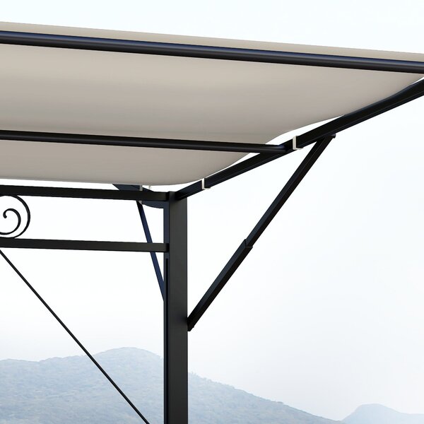 Outsunny Pergola Pavilon 3x2,5m Ocelový Voděodolný Slunečník s Nastavitelnou Střechou Montáž na Zeď Freestanding Zahradní Zastřešení pro Balkon Krémov