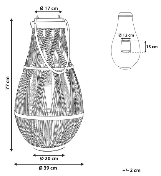 Lucerna TONGA Bambus 77 cm Černá