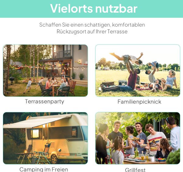 Outsunny Pergola Pavilon 3x2,5m Ocelový Voděodolný Slunečník s Nastavitelnou Střechou Montáž na Zeď Freestanding Zahradní Zastřešení pro Balkon Krémov
