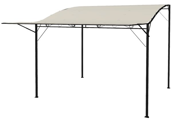 Outsunny Pergola Pavilon 3x2,5m Ocelový Voděodolný Slunečník s Nastavitelnou Střechou Montáž na Zeď Freestanding Zahradní Zastřešení pro Balkon Krémov