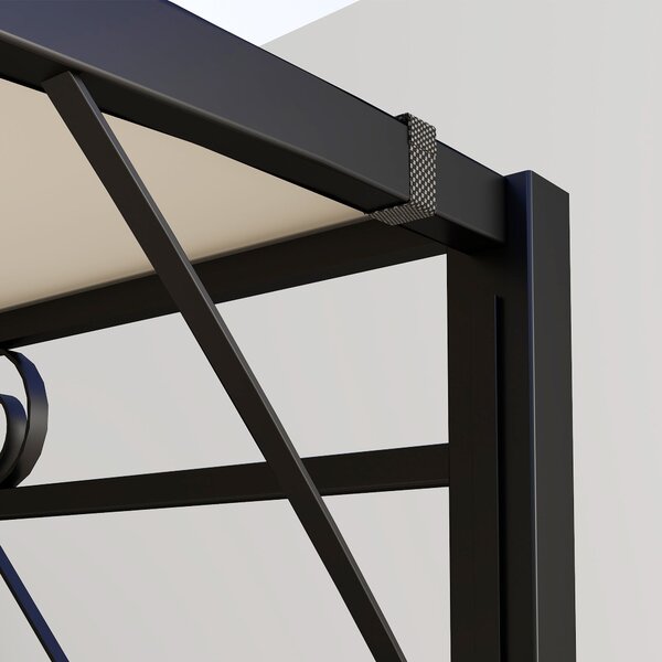 Outsunny Pergola Pavilon 3x2,5m Ocelový Voděodolný Slunečník s Nastavitelnou Střechou Montáž na Zeď Freestanding Zahradní Zastřešení pro Balkon Krémov