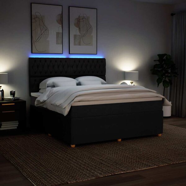 Box spring postel s matrací černá 180x200 cm textil 3294444