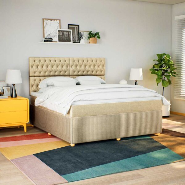 Box spring postel s matrací krémová 180x200 cm textil 3294447