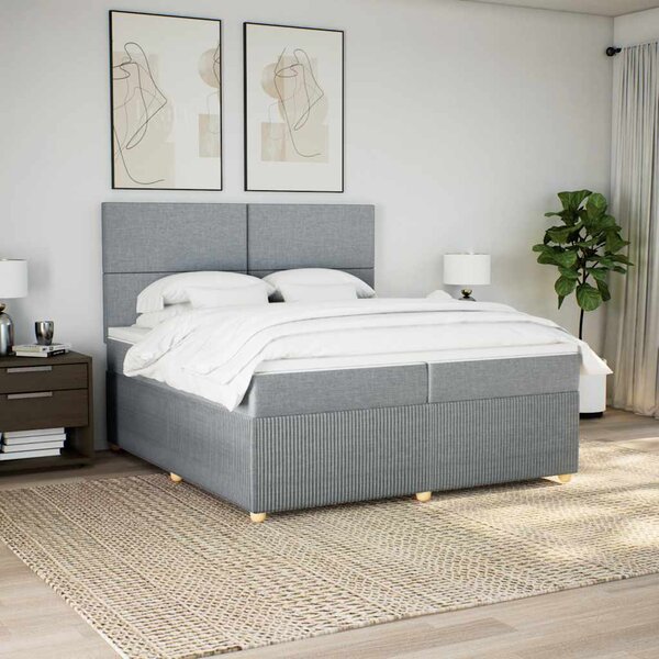 Box spring postel s matrací světle šedá 200 x 200 cm textil 3294456