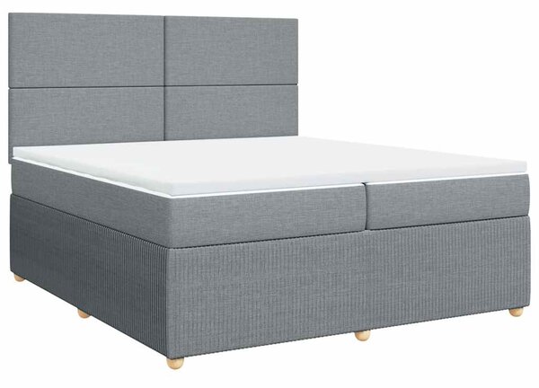 Box spring postel s matrací světle šedá 200 x 200 cm textil 3294456