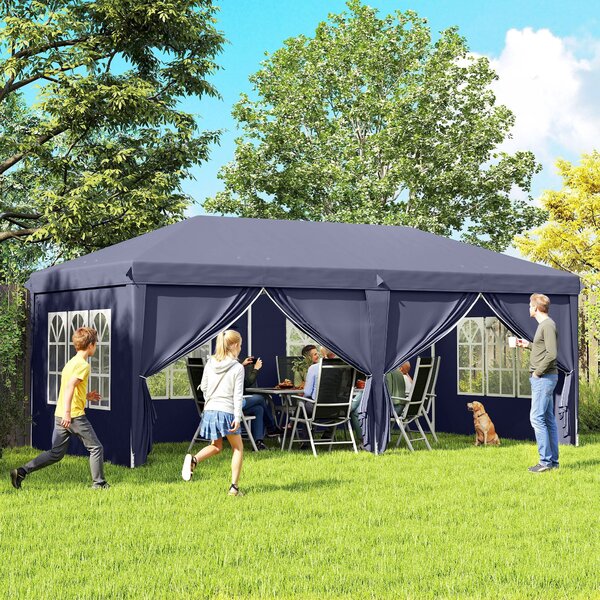 Outsunny Pavilon 6x3m Stabilní Zimní Přístřešek pro Zahradu, Party Stan s Bočními Panely a Okny, Dveřmi, Taškou pro Kempování a Zahradní Festival, Mod