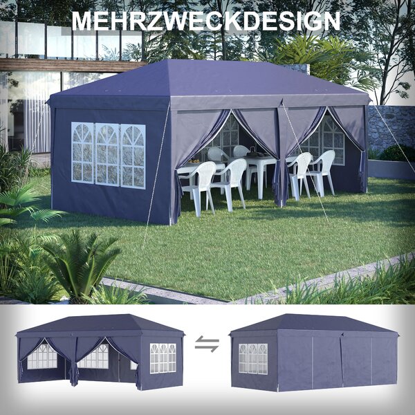 Outsunny Pavilon 6x3m Stabilní Zimní Přístřešek pro Zahradu, Party Stan s Bočními Panely a Okny, Dveřmi, Taškou pro Kempování a Zahradní Festival, Mod