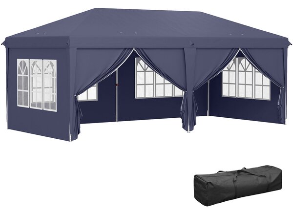 Outsunny Pavilon 6x3m Stabilní Zimní Přístřešek pro Zahradu, Party Stan s Bočními Panely a Okny, Dveřmi, Taškou pro Kempování a Zahradní Festival, Mod