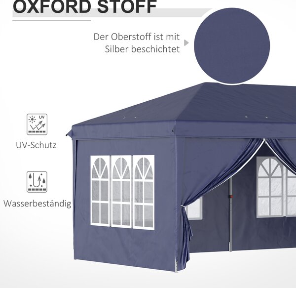 Outsunny Pavilon 6x3m Stabilní Zimní Přístřešek pro Zahradu, Party Stan s Bočními Panely a Okny, Dveřmi, Taškou pro Kempování a Zahradní Festival, Mod