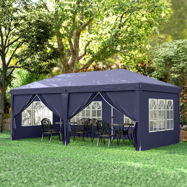 Outsunny Pavilon 6x3m Stabilní Zimní Přístřešek pro Zahradu, Party Stan s Bočními Panely a Okny, Dveřmi, Taškou pro Kempování a Zahradní Festival, Mod