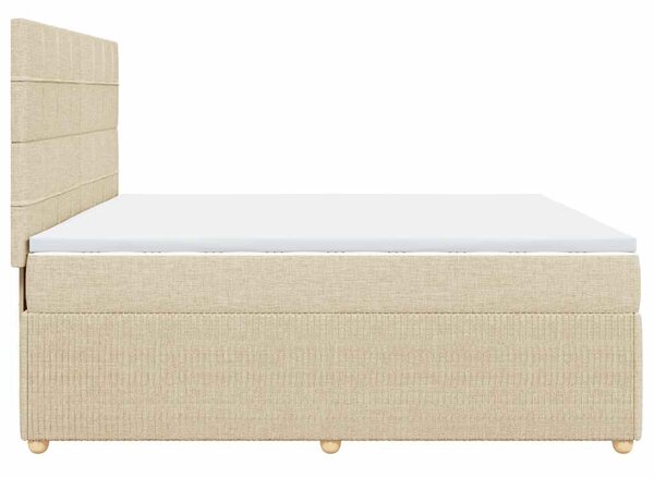 Box spring postel s matrací krémová 200x200 cm textil 3294468