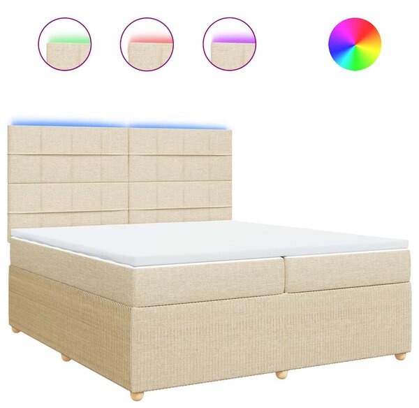 Box spring postel s matrací krémová 200x200 cm textil 3294468