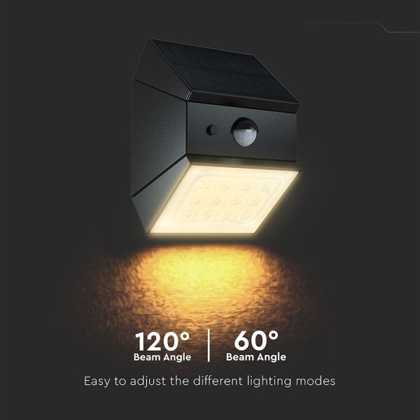 LED Nástěnné solární svítidlo se senzorem LED/2,5W/3,7V IP65 1200 mAh černá