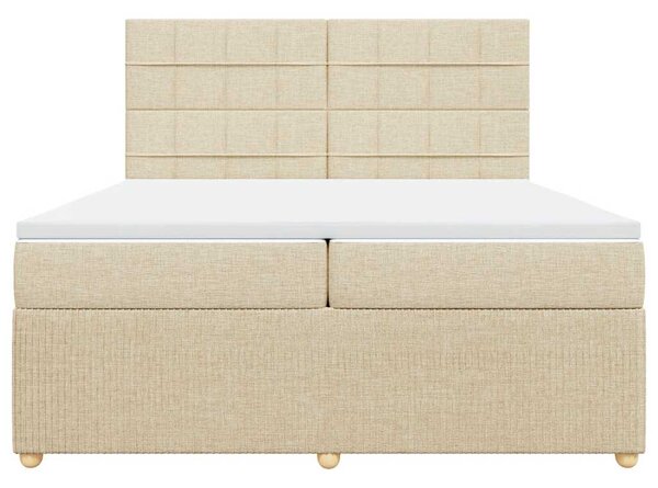 Box spring postel s matrací krémová 200x200 cm textil 3294468