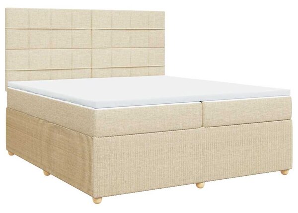Box spring postel s matrací krémová 200x200 cm textil 3294468