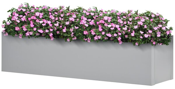 Outsunny Květinový Box, Herbový Truhlík s Odkapávacím Otvorem, Ocelový Květináč pro Balkon a Terasu, Šedý, 91 x 22 x 22cm | Aosom