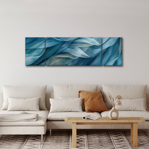 Obraz - Modrobílé vlnky (170x50 cm)