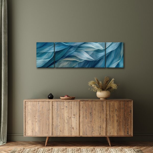Obraz - Modrobílé vlnky (170x50 cm)