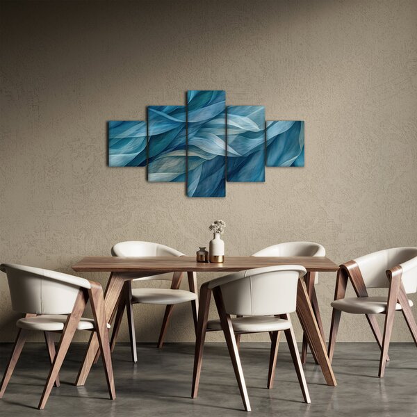 Obraz - Modrobílé vlnky (125x70 cm)