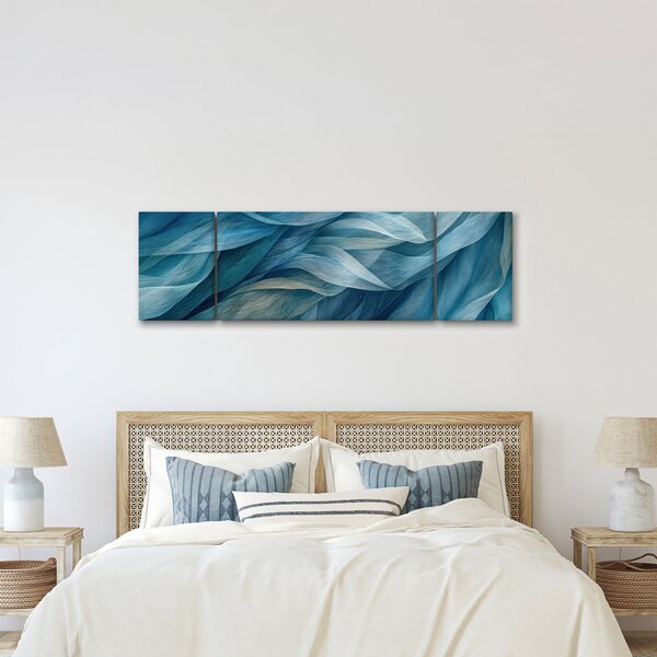 Obraz - Modrobílé vlnky (170x50 cm)