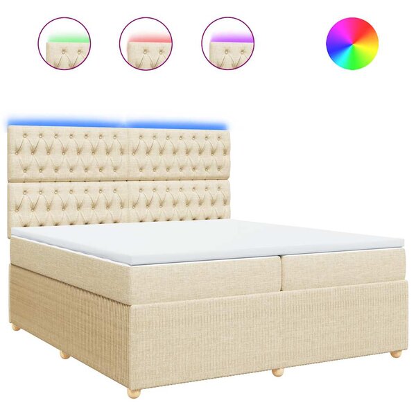 Box spring postel s matrací krémová 200x200 cm textil 3294475