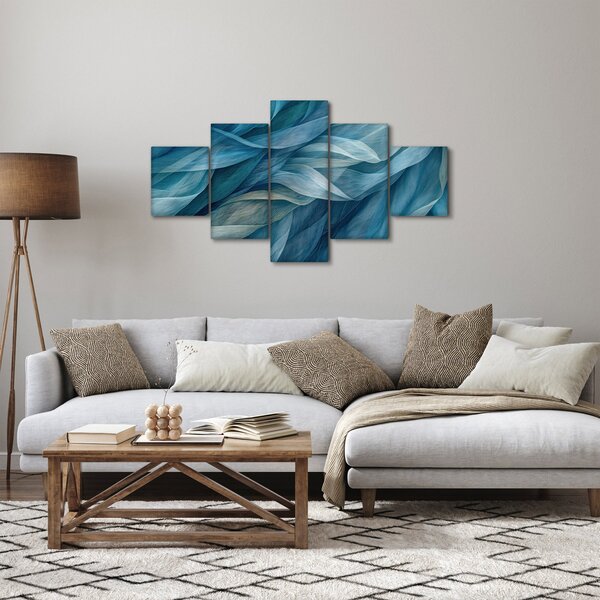 Obraz - Modrobílé vlnky (125x70 cm)